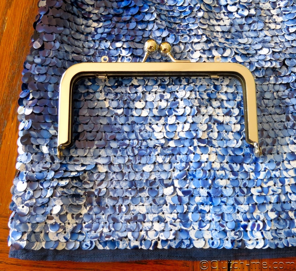 blue sequins skirt purse frame
